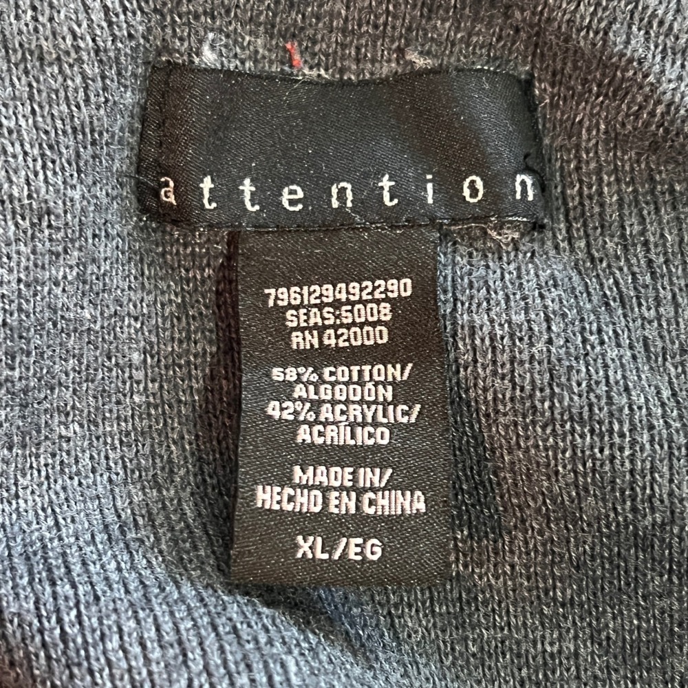 Attention Full Zip Sweater Mens XL Gray 0Mock Neck Knit Grandpa Core Dad Style - Picture 9 of 9